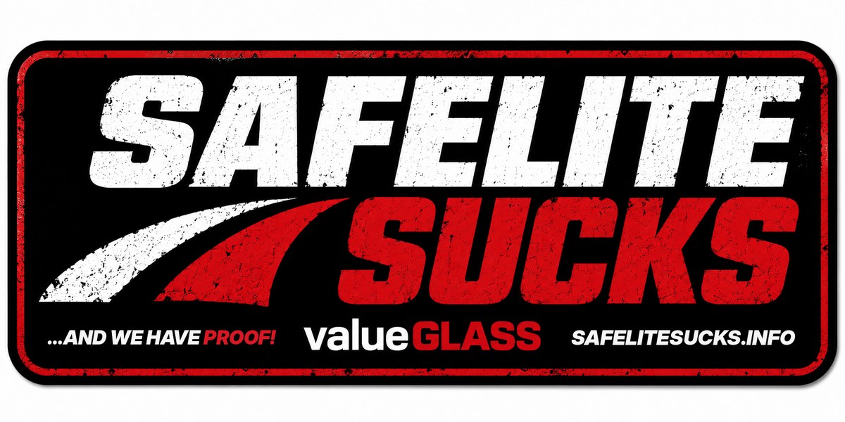 Safelite Sucks... and we have proof! sticker from valueGLASS, safelitesucks.info